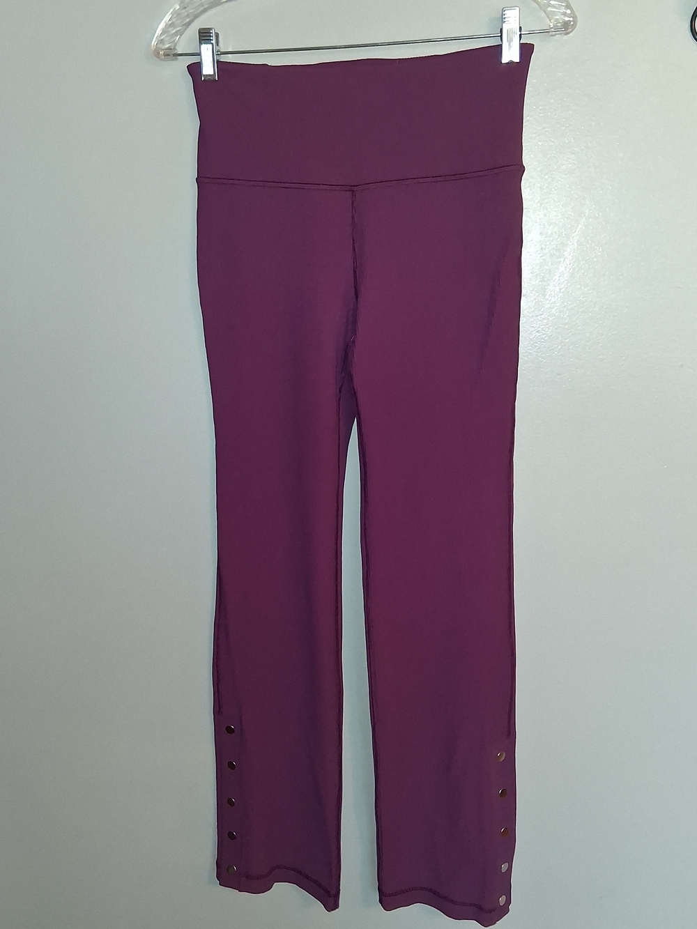 Athleta Sporty Plum Pants with Snap Details